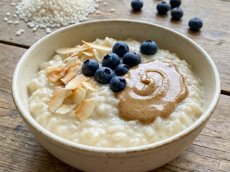 Rice pudding with coconut-almond butter