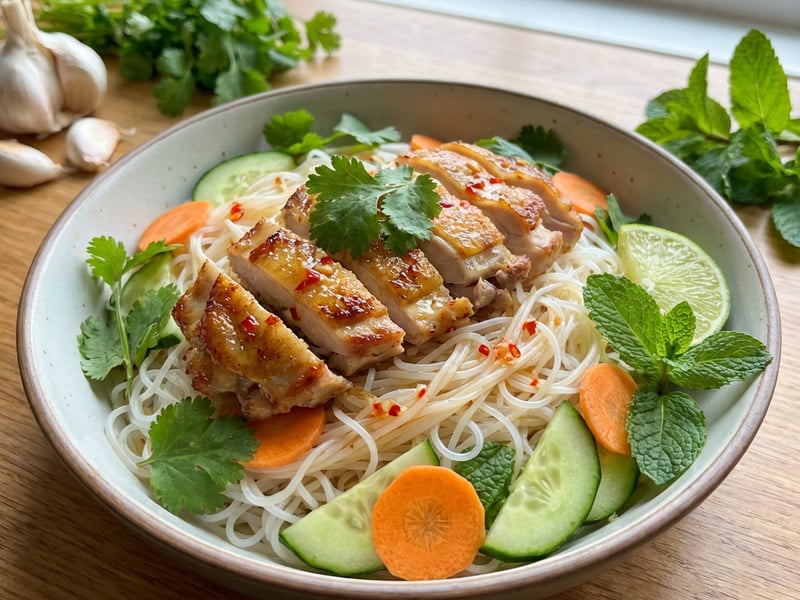 Vietnamese Chicken Salad with Rice Noodles