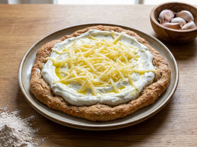 Hungarian Lángos with Quark Dip and Garlic