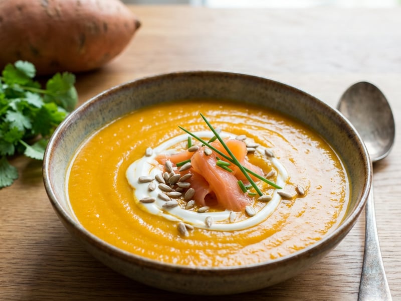 Sweet Potato Cream with Smoked Salmon
