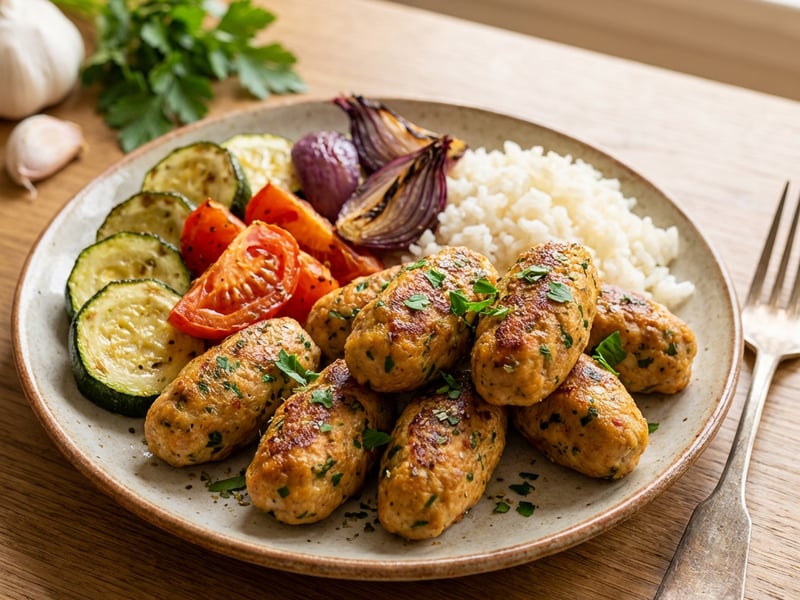 Turkey Koftas with Roasted Vegetables