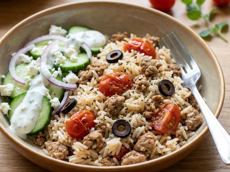 Rice with minced meat Greek style