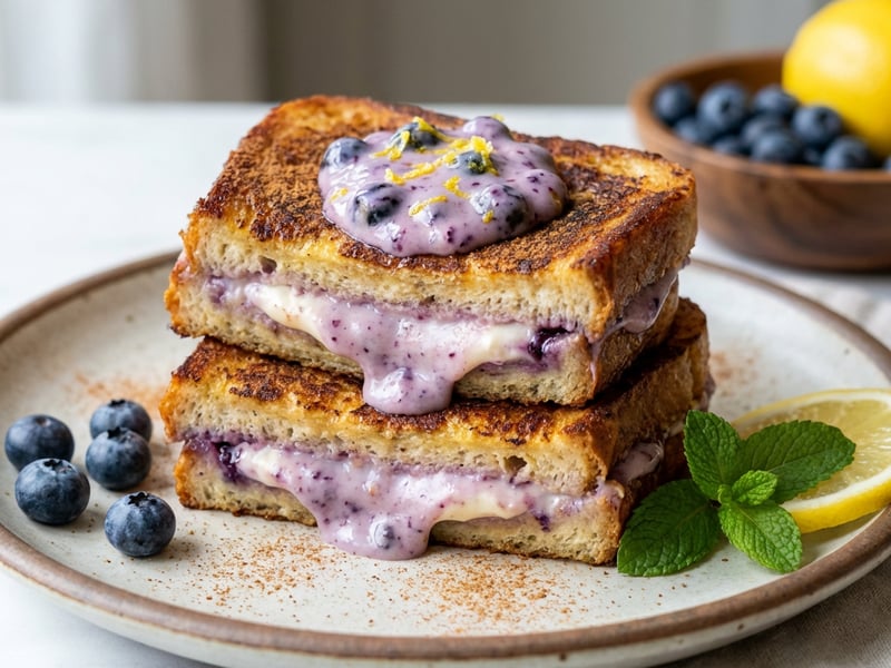 French toast filled with lemon-blueberry filling