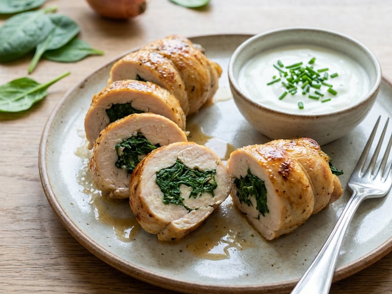 Chicken roulades with nettles
