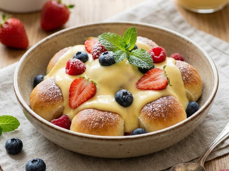 Sweet yeast buns with vanilla custard (šodó)