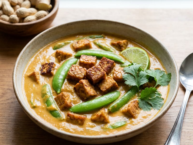 Arašídové curry s kokosovým mlékem a tempehem