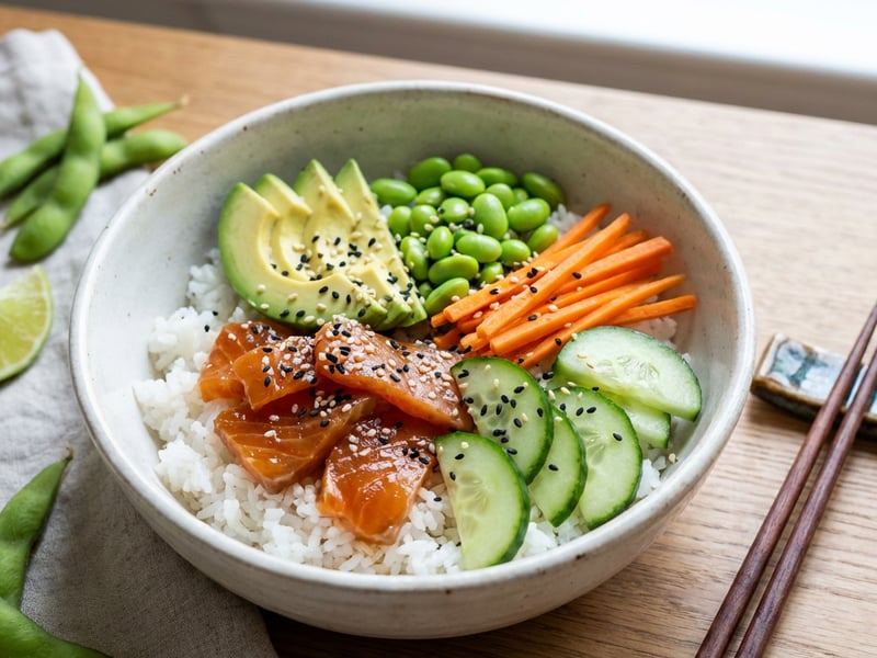Vegan Poke Bowl with "Salmon"