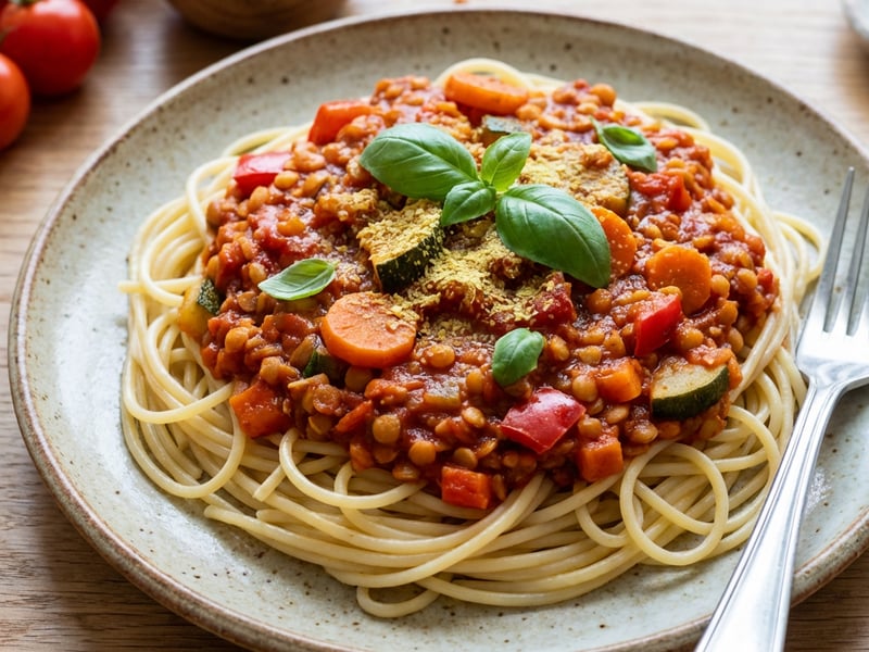 Veganské boloňské špagety
