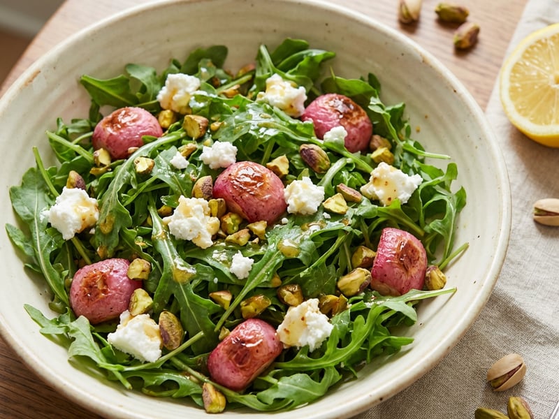 Salad with Roasted Radishes and Goat Cheese