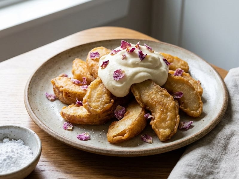 Pears in a coat with mascarpone foam