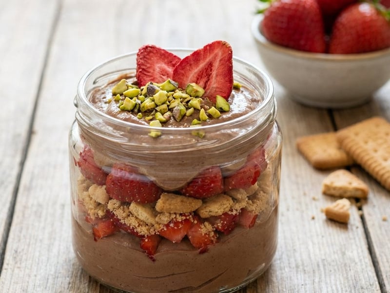 Chocolate hummus in a glass