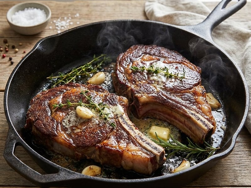 Rib Eye Steak na másle s česnekem a bylinkami