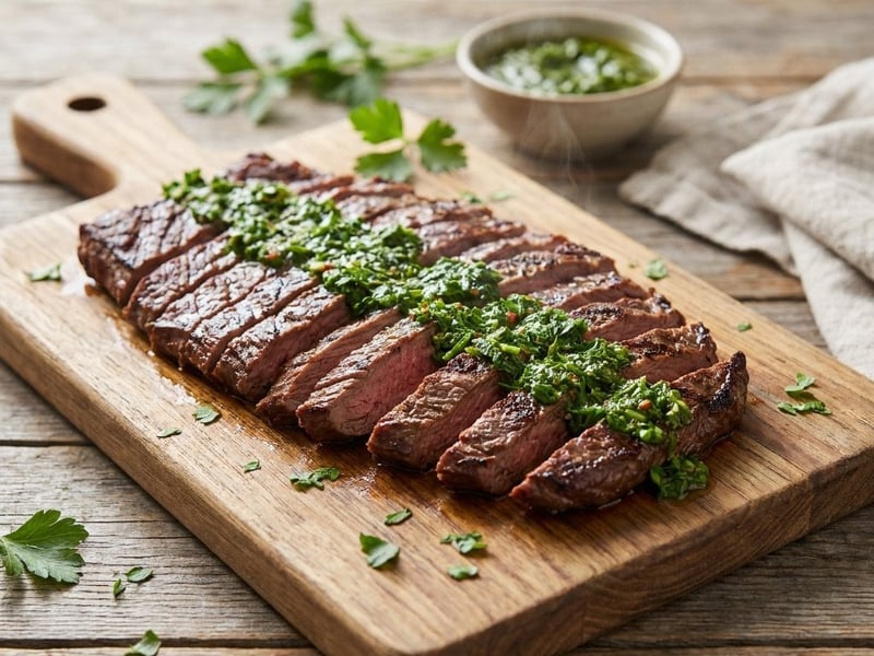 Churrasco steak with chimichurri | Grilled flank steak