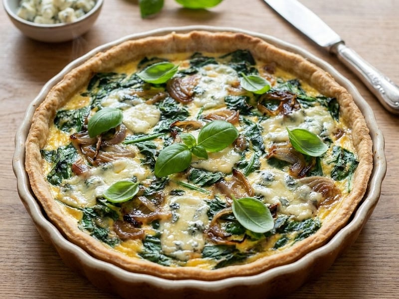 Spinach quiche with gorgonzola | healthy savory pie
