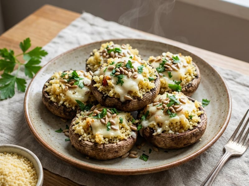 Mushrooms stuffed with couscous | Quick meatless dinner