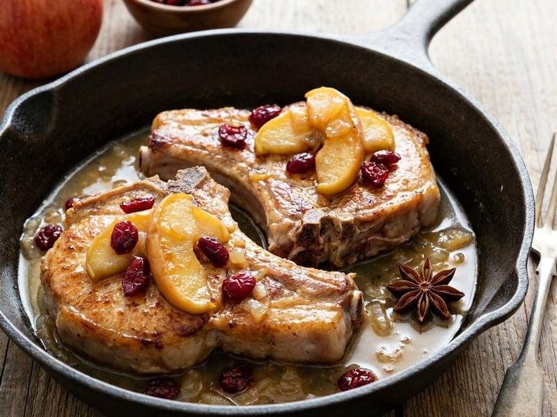 Pork Chops with Apples and Cranberries
