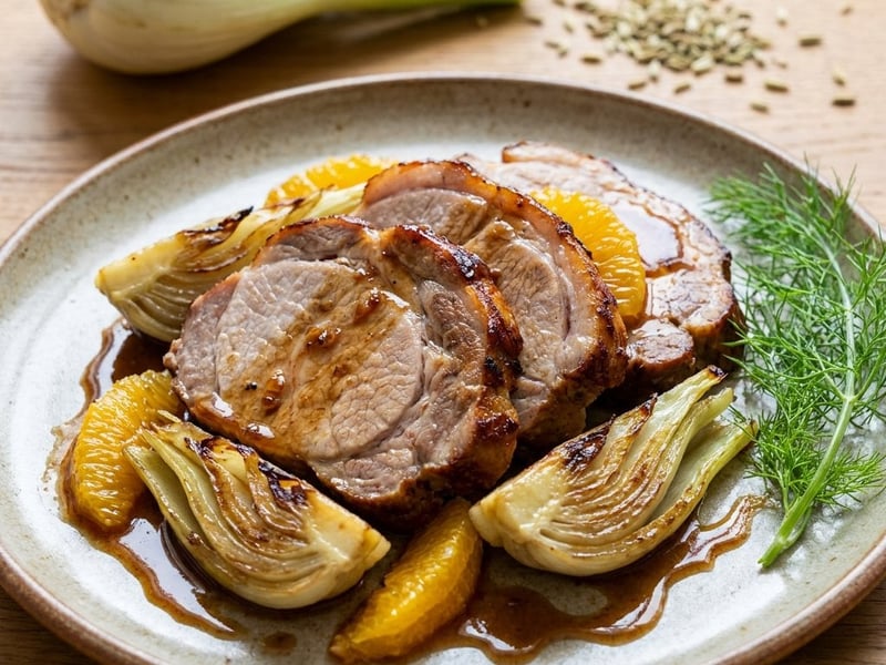 Pork Neck with Fennel and Oranges