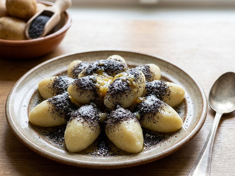 Škubánky with poppy seeds