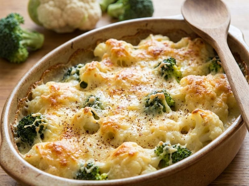 Gratinated Cauliflower and Broccoli