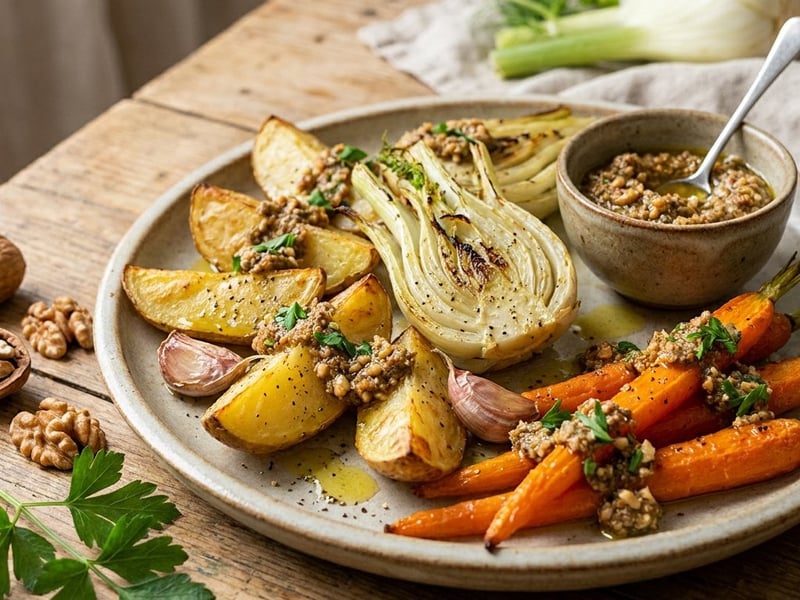 Pečená zelenina a oříškové pesto