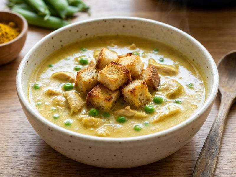 Chicken Curry Soup with Peas
