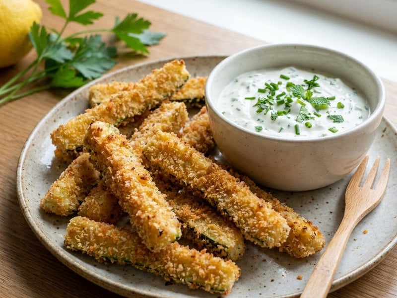 Zucchini fries with herb dip
