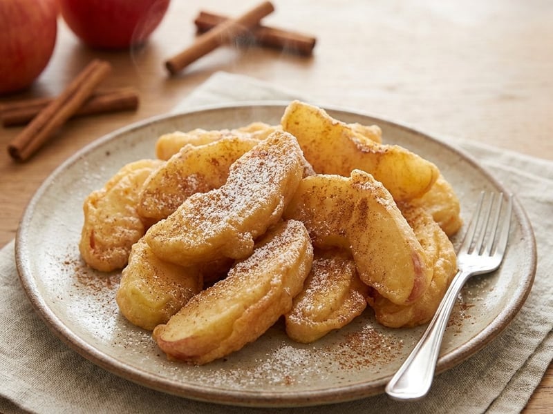 Fried apples in batter