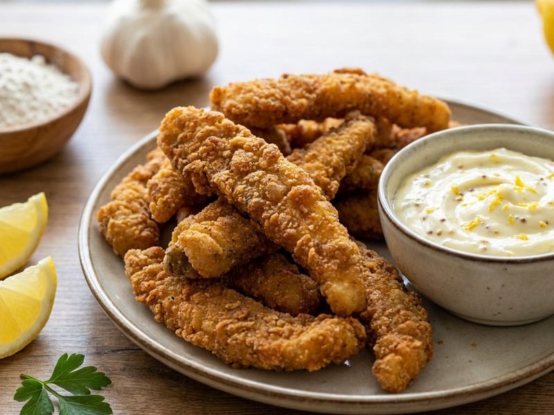 Carp Fries with Lemon Mayonnaise