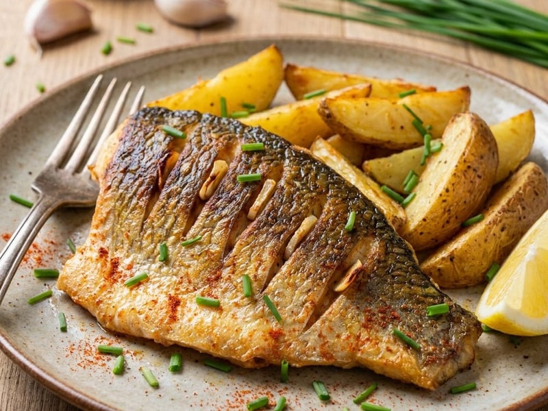 Carp fillets with garlic