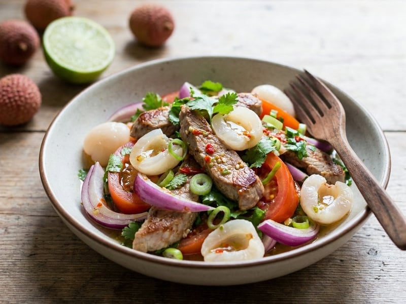 Pork Tenderloin and Lychee Salad