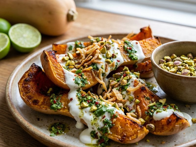 Roasted pumpkin with pistachios