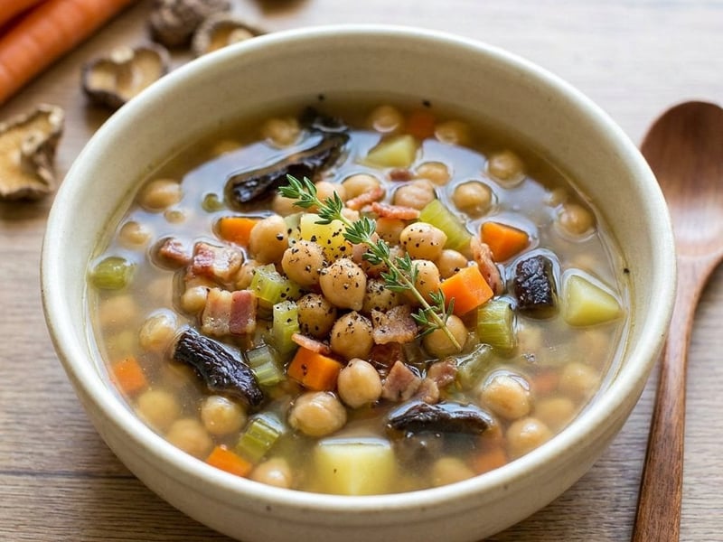 Chickpea Soup with Dried Mushrooms