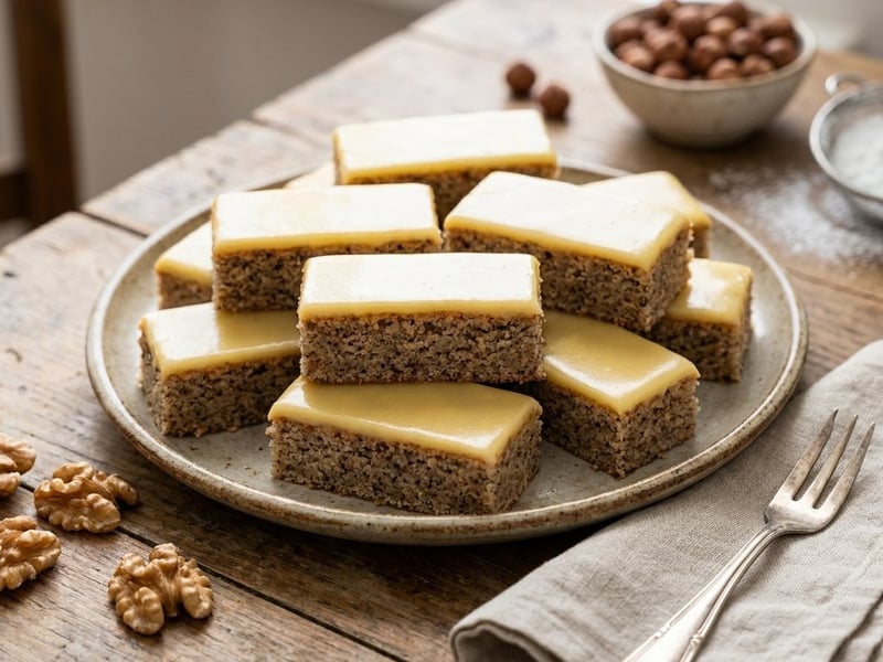 Nut Slices with Egg Yolk Glaze
