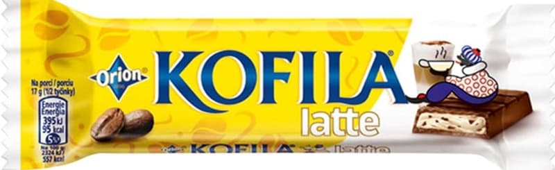 Orion Kofila Latté čokoládová tyčinka s mléčnou náplní s kousky rozpustné kávy