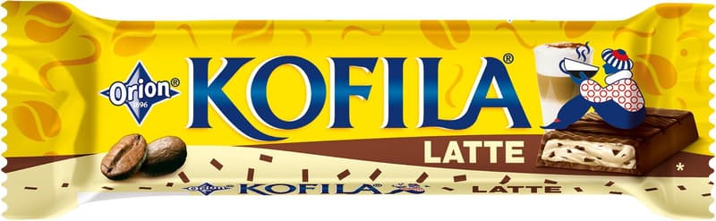 Orion Kofila Latte chocolate bar with milk filling with pieces of soluble coffee