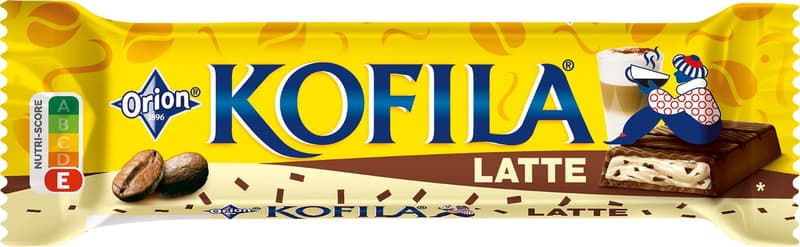 Orion Kofila Latte chocolate bar with milk filling with pieces of soluble coffee