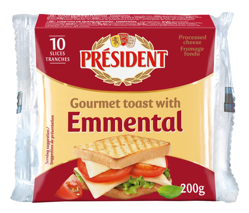 President Emmental cheese toast sliced