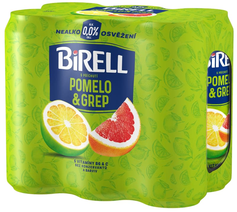 Birell 0.0 Pomelo & Grep nealkoholické pivo 6×0,5 l plech