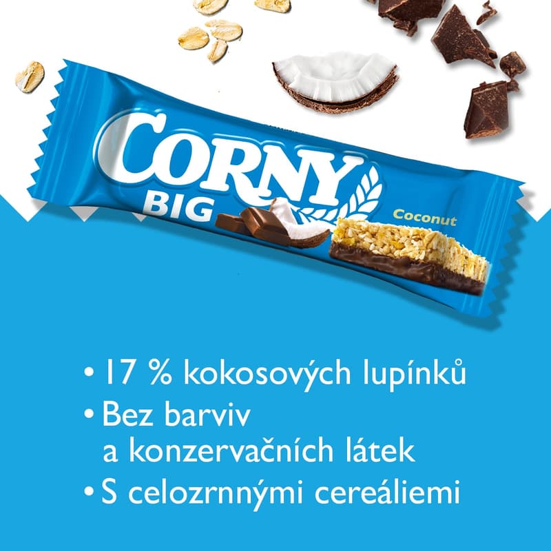Corny Big cereal bar with coconut in milk chocolate