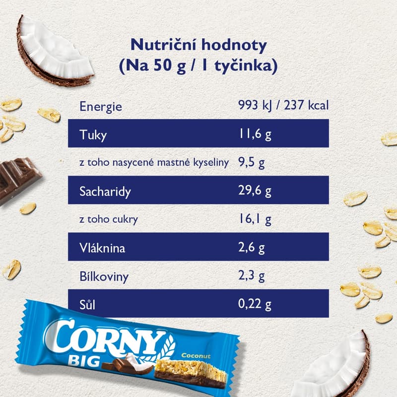 Corny Big cereal bar with coconut in milk chocolate