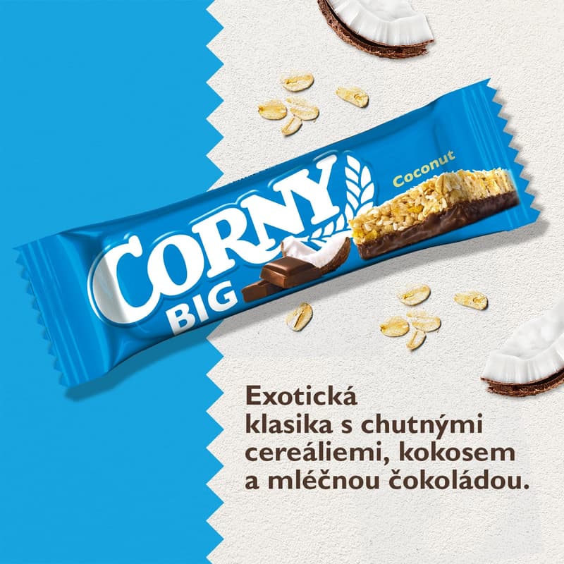 Corny Big cereal bar with coconut in milk chocolate