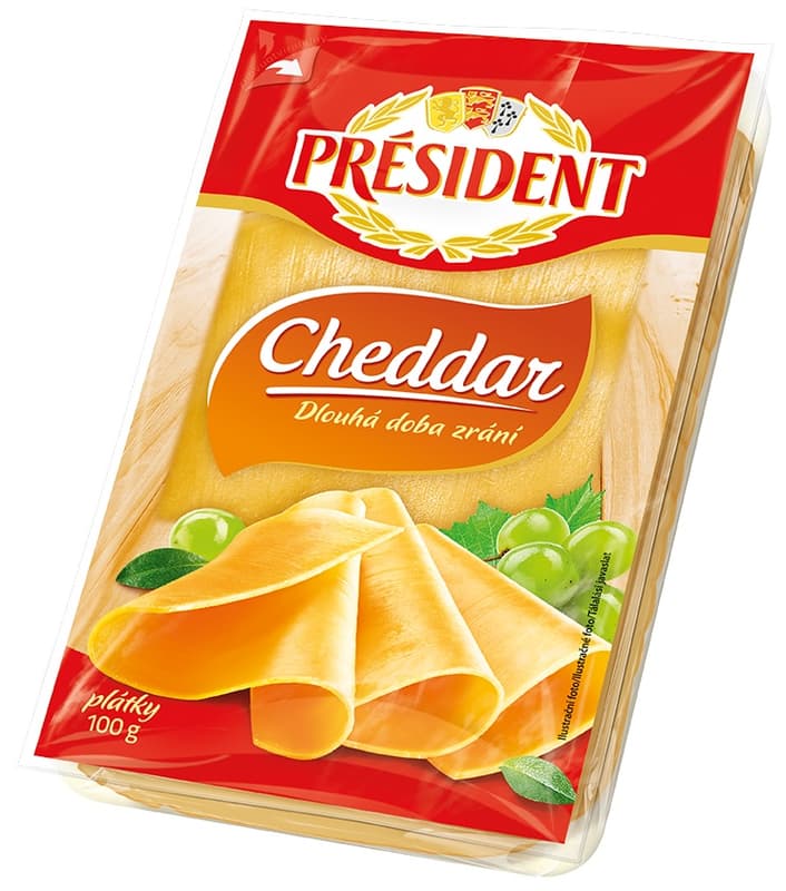 Président Cheddar plátkový sýr