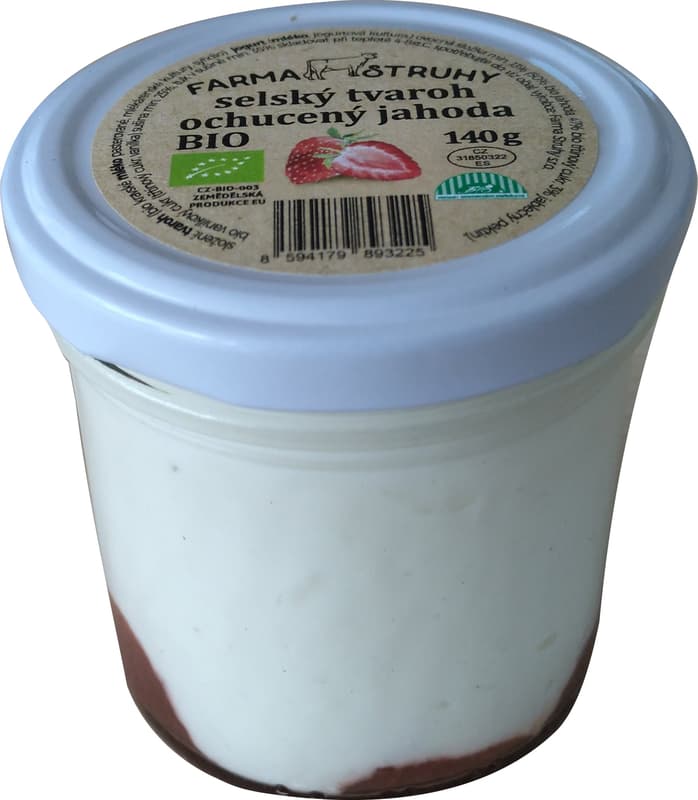 Farma Struhy BIO Rustic cottage cheese flavored with strawberry