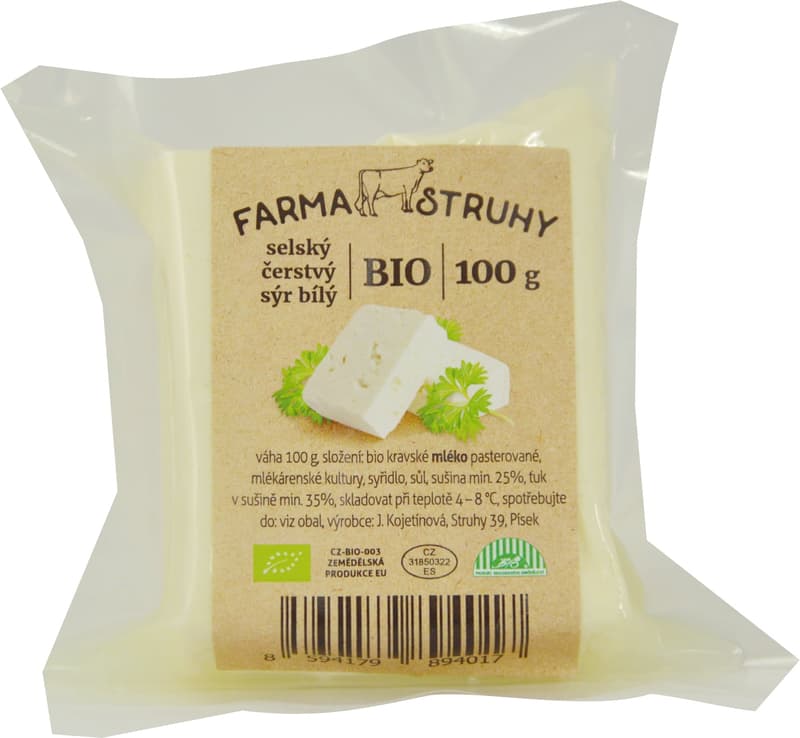 Farma Struhy BIO Selský čerstvý sýr bílý