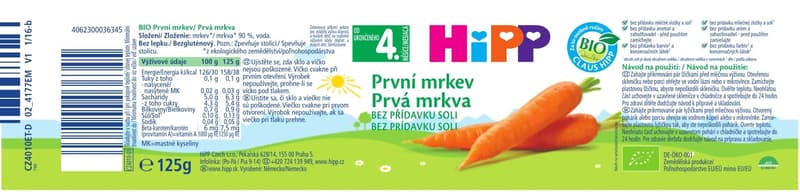 HiPP BIO Zeleninový příkrm První mrkev