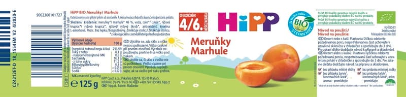 HiPP BIO Ovocný příkrm meruňky