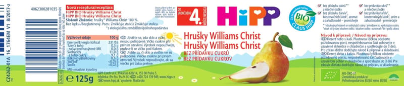 HiPP BIO Ovocný příkrm hrušky Williams-Christ
