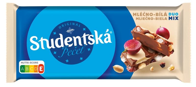 Orion Studentská Pečeť milk and white chocolate with peanuts, raisins and jelly