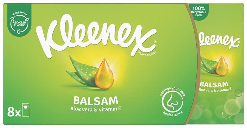 Kleenex® Balsam papírové kapesníčky v balíčcích 4vrstvé 8x9ks