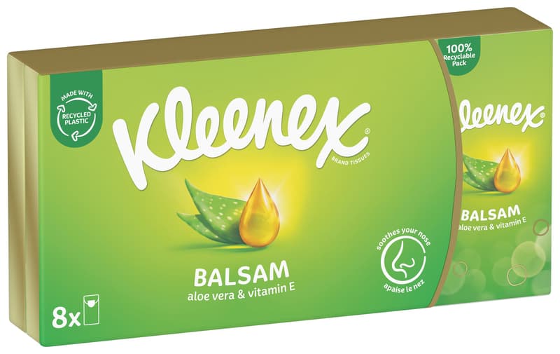 Kleenex® Balsam papírové kapesníčky v balíčcích 4vrstvé 8x9ks